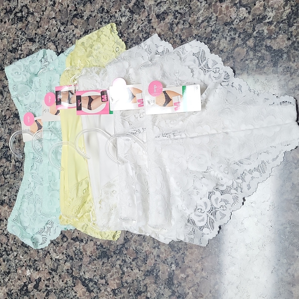 Lot of 6 Maidenform new TANGE underwear white, yellow, mint green super cute